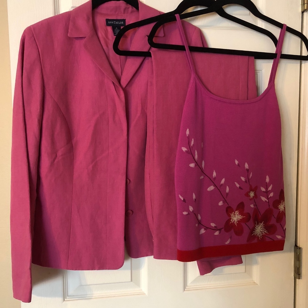 2001 Pink Ann Taylor Linen Suit